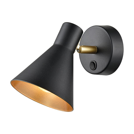 Skoop wall light in black and gold finish