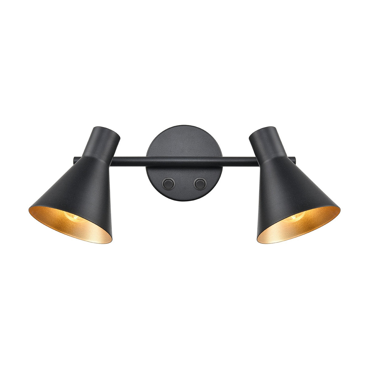 Skoop 2 light wall light in black and gold finish