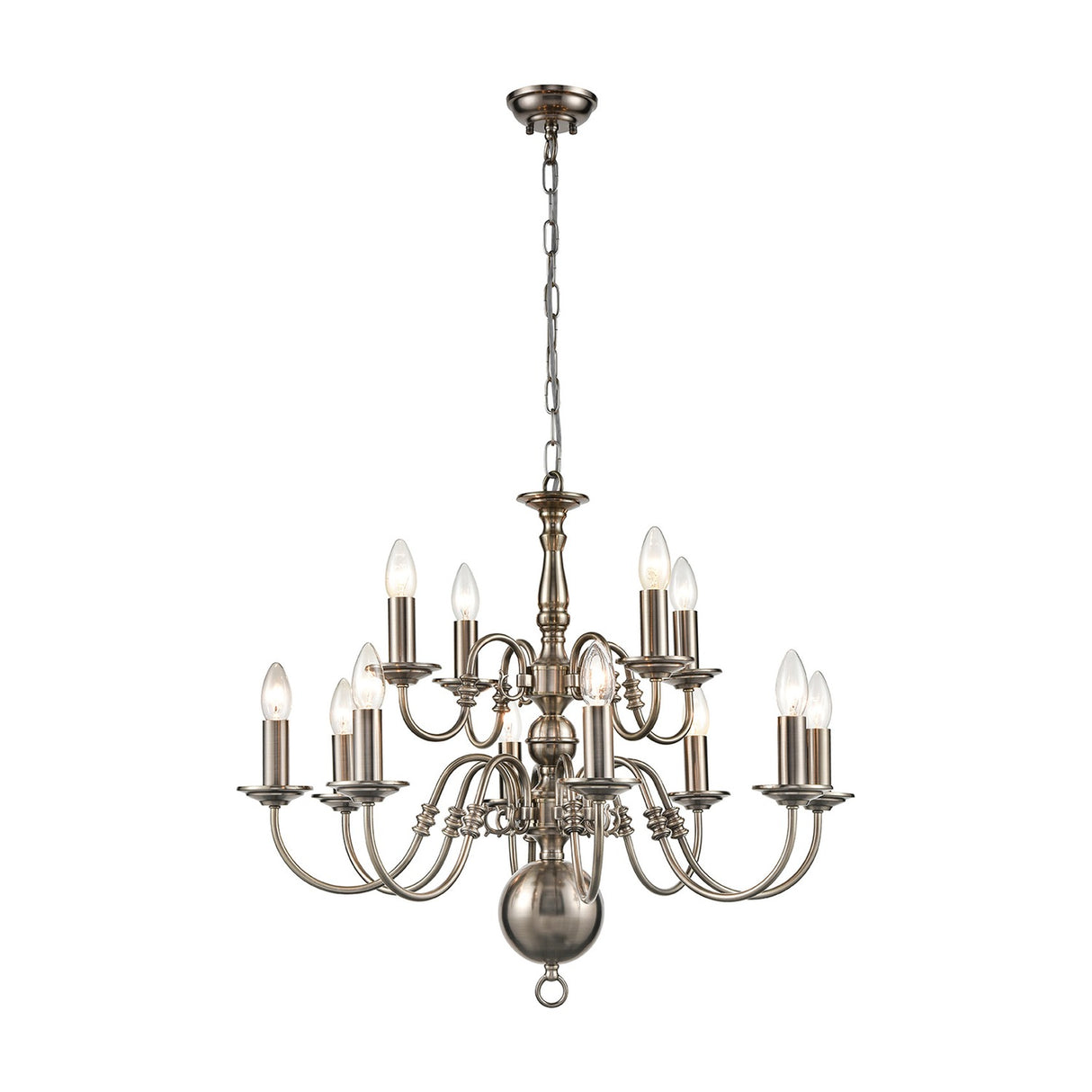 Mondrian 12 light chandelier in pewter finish