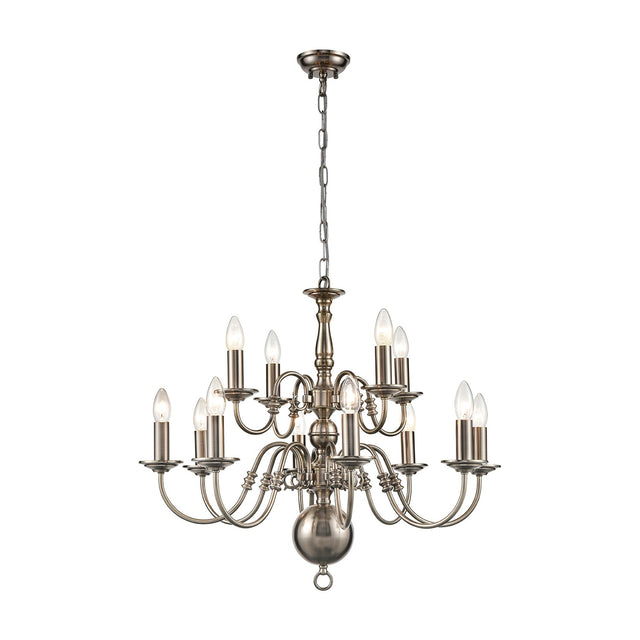 Mondrian 12 light chandelier in pewter finish