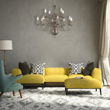 Mondrian 12 light chandelier in pewter finish, shown in a room setting