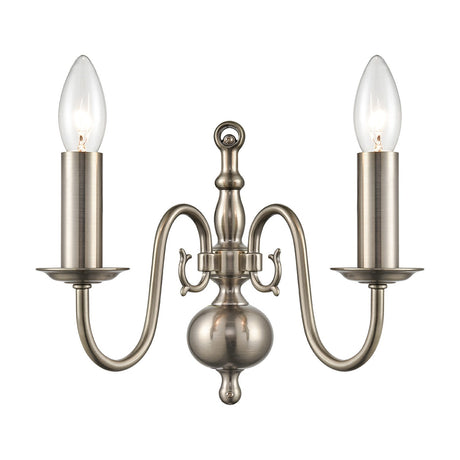 Mondrian 2 light wall light in pewter finish