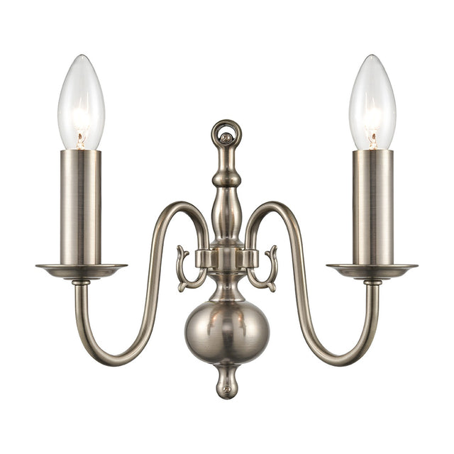 Mondrian 2 light wall light in pewter finish