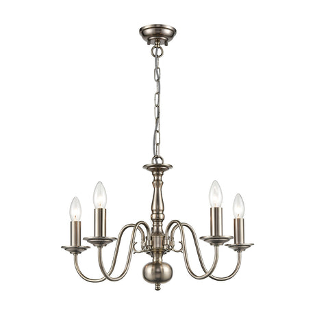 Mondrian 5 light pendant light in pewter finish