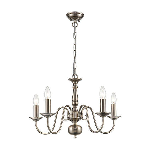 Mondrian 5 light pendant light in pewter finish