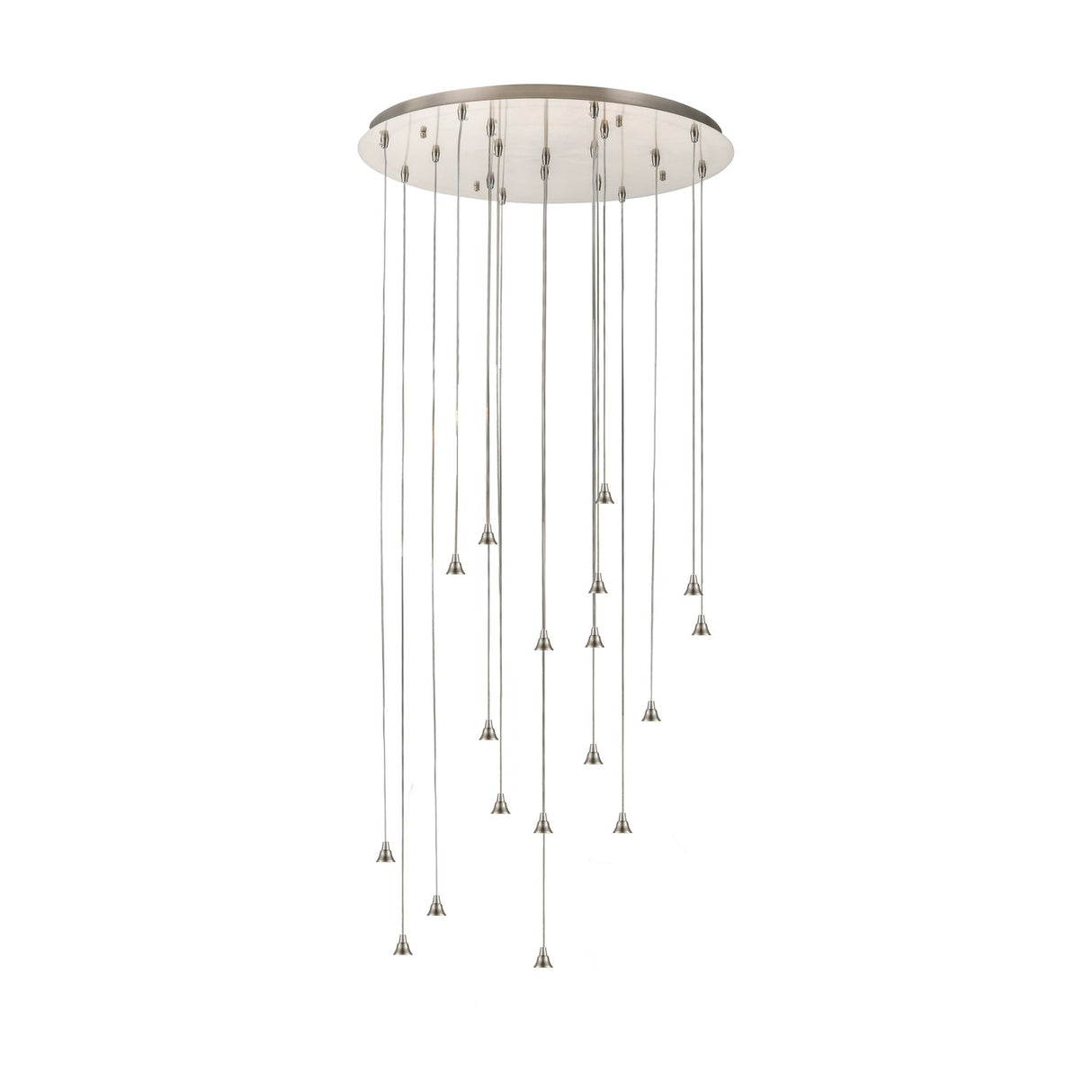 Perry 18 light chandelier in satin nickel finish, alternative view