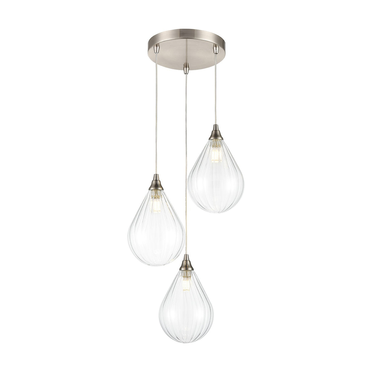 Perry 3 light pendant light in satin nickel finish