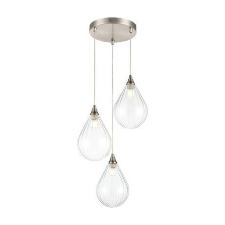 Perry 3 light pendant light in satin nickel finish