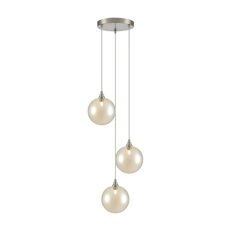 Galaxy 3 light pendant light in satin nickel finish