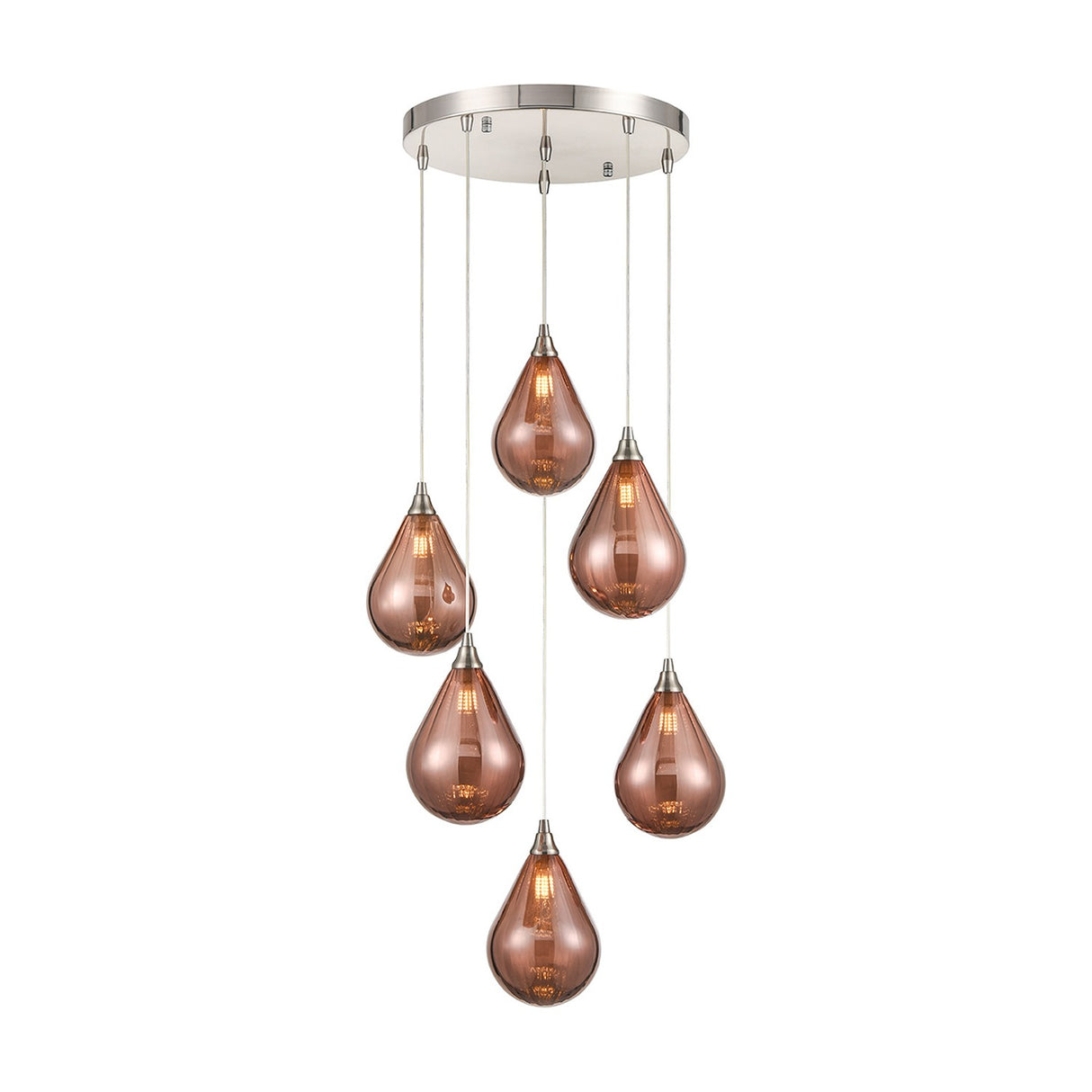 Perry 6 light pendant light in satin nickel finish