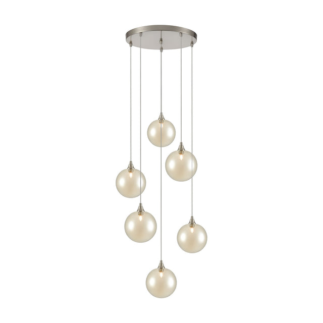 Perry 6 light ceiling light in satin nickel finish