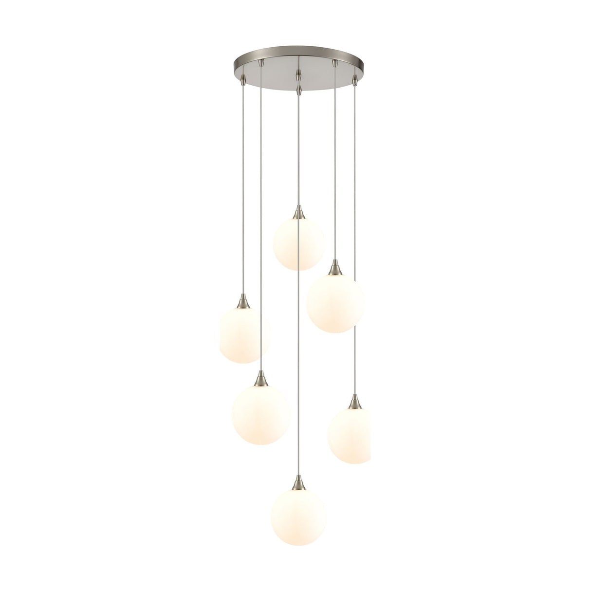 Perry 6 light ceiling light in satin nickel finish, alternative view