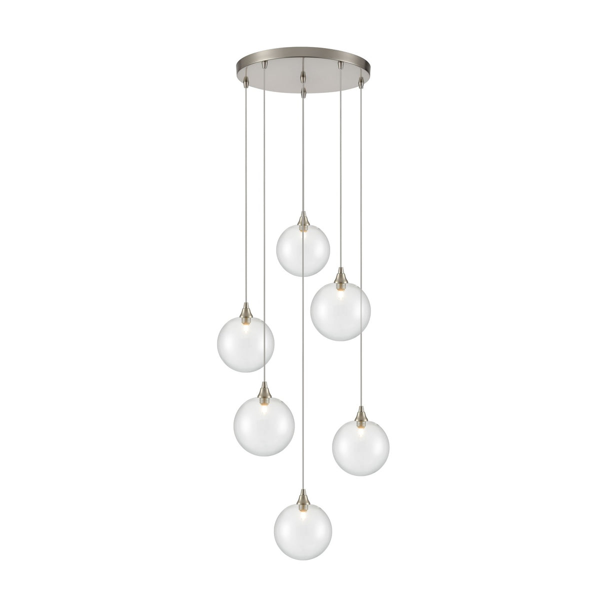 Perry 6 light ceiling light in satin nickel finish, alternative view