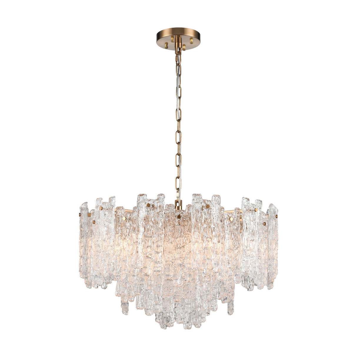 Icicle 10 light chandelier in brass finish