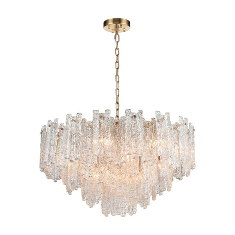Icicle 16 light chandelier in brass finish