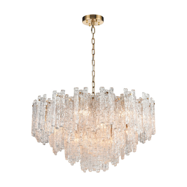 Icicle 16 light chandelier in brass finish