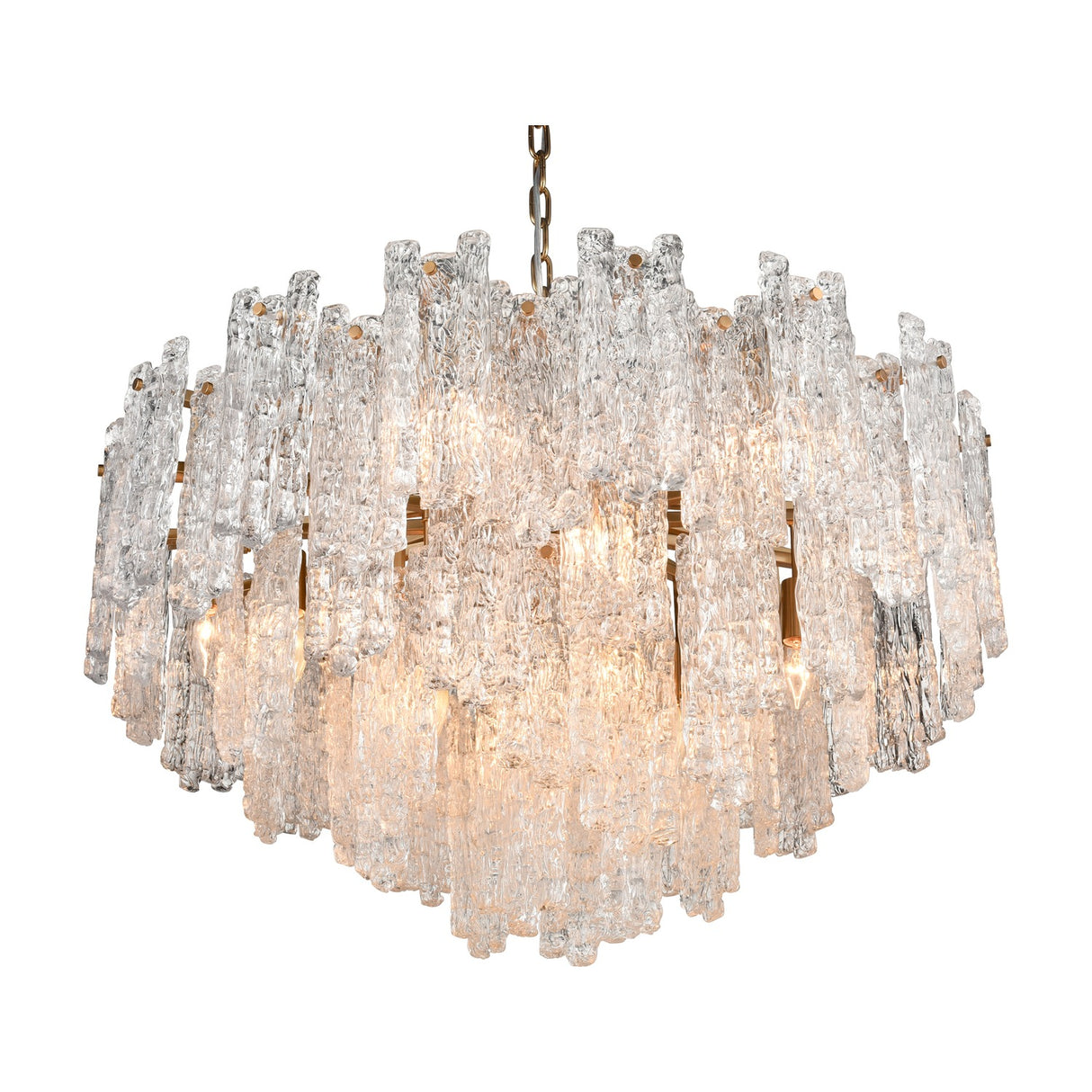 Icicle 16 light chandelier in brass finish, alternative view