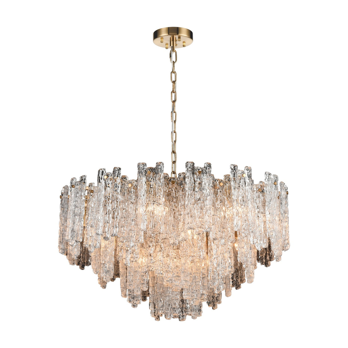 Icicle 16 light chandelier in brass finish, alternative view