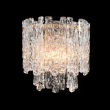 Icicle 2 light wall light in brass finish, shown on a dark background