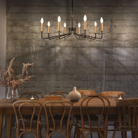 Kasteel 8 light chandelier, shown in a room setting