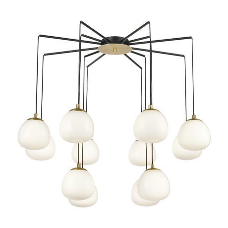 Vermeer 12 light chandelier in black and gold finish