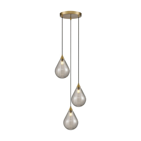 Perry 3 light pendant light in gold finish