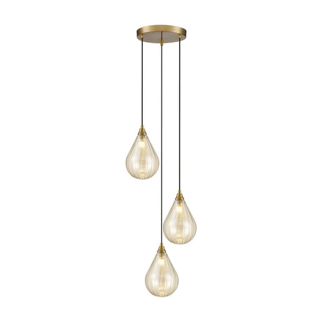 Perry 3 light pendant light in gold finish