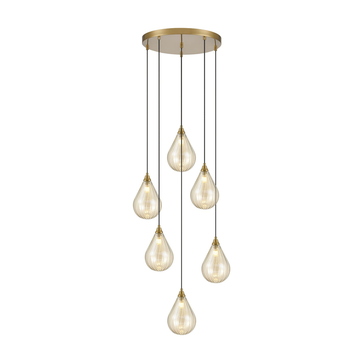 Perry 6 light pendant light in gold finish