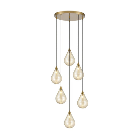 Perry 6 light pendant light in gold finish