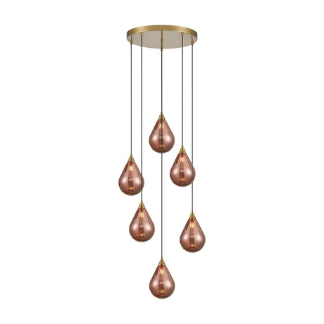 Perry 6 light pendant light in gold finish