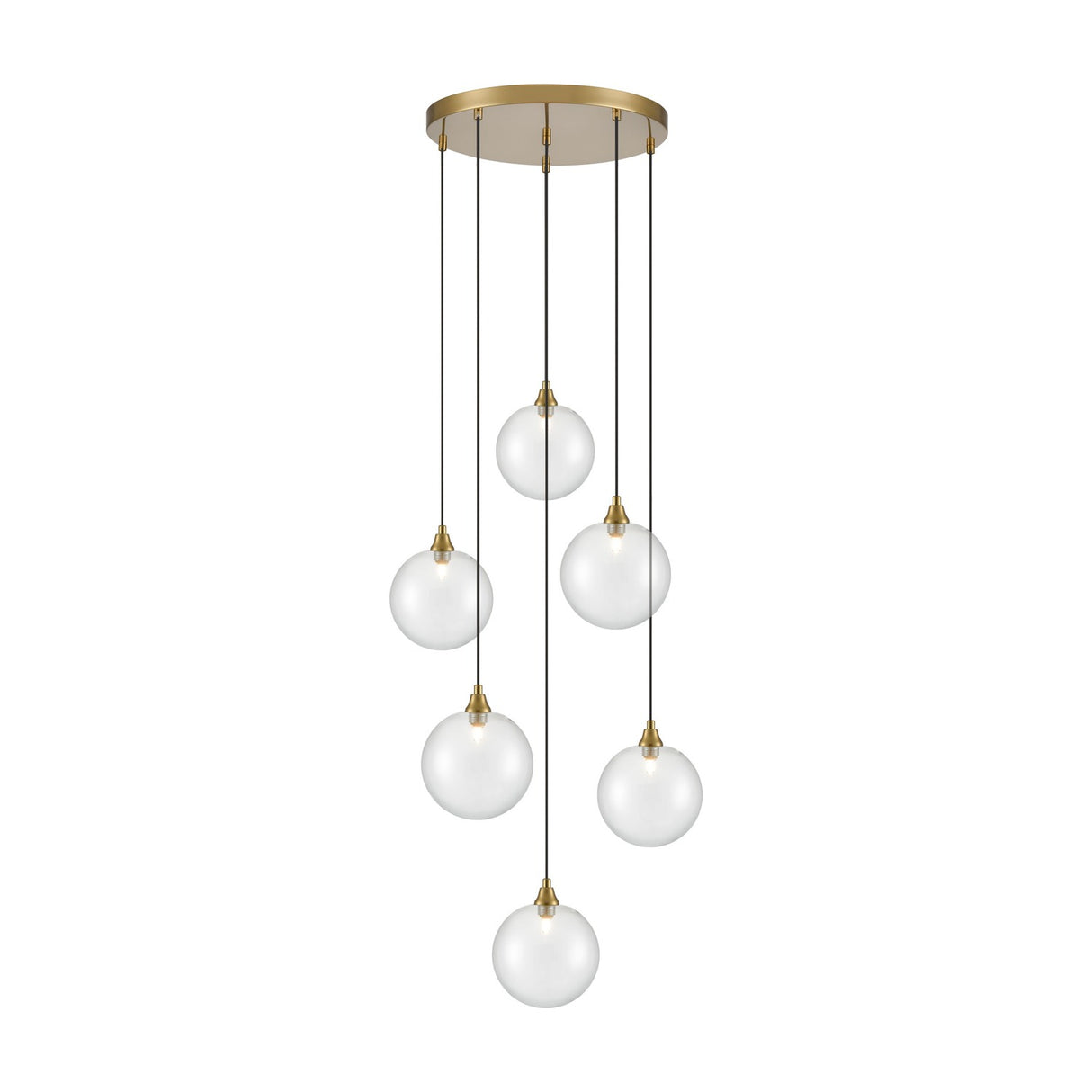 Perry 6 light pendant light in gold finish, alternative view