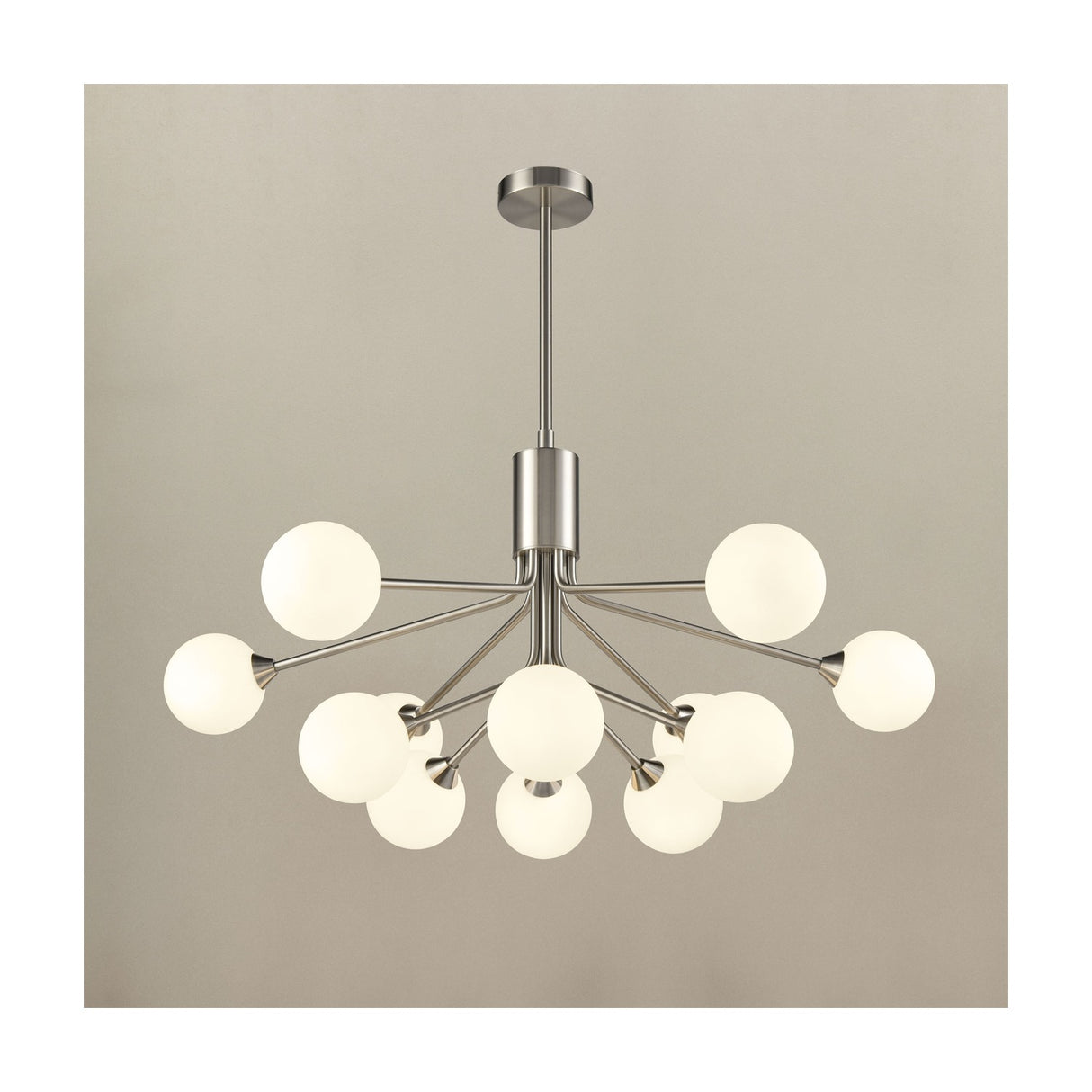Cosmic 12 light ceiling light in satin nickel finish, alternative view