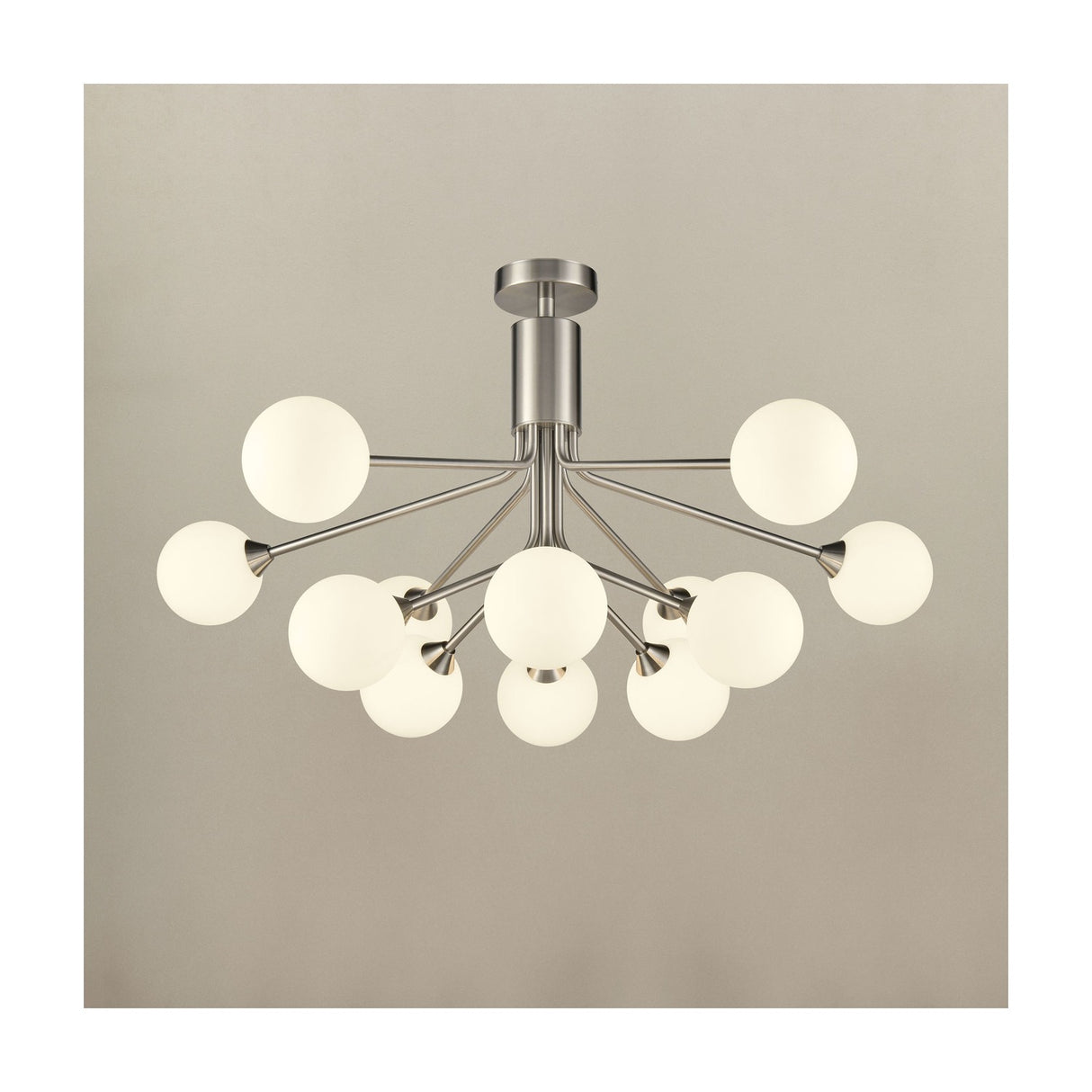 Cosmic 12 light ceiling light in satin nickel finish, alternative view