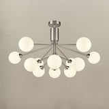 Cosmic Satin Nickel Opal Glass 12 Light Ceiling Light