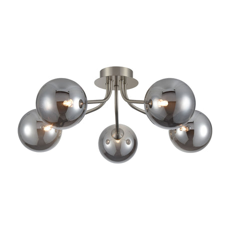 Cosmic 5 light ceiling light in satin nickel finish