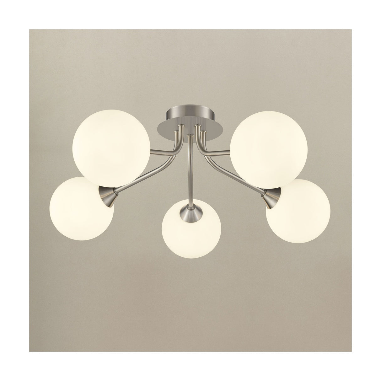 Cosmic 5 light ceiling light in satin nickel finish, alternative view