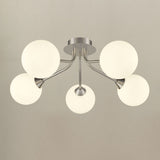 Cosmic Satin Nickel Opal Glass 5 Light Semi-Flush Ceiling Light