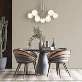 Cosmic 9 light ceiling light in satin nickel finish, shown in a room setting