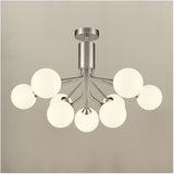 Cosmic Satin Nickel Opal Glass 9 Light Ceiling Light