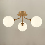 Cosmic Antique Gold Opal Glass 3 Light Semi-Flush Ceiling Light