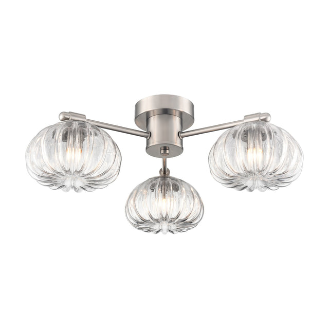 Harvest 3 light ceiling light in satin nickel finish
