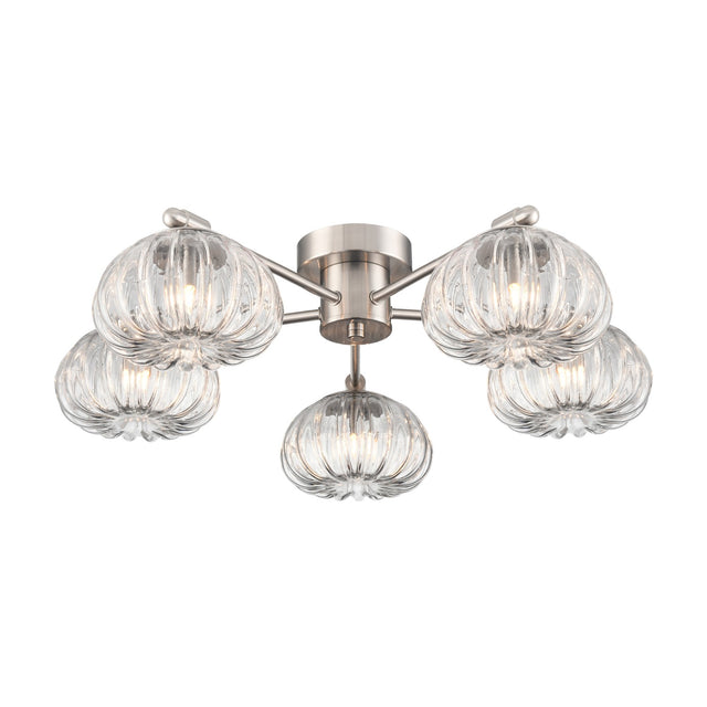 Harvest 5 light ceiling light in satin nickel finish