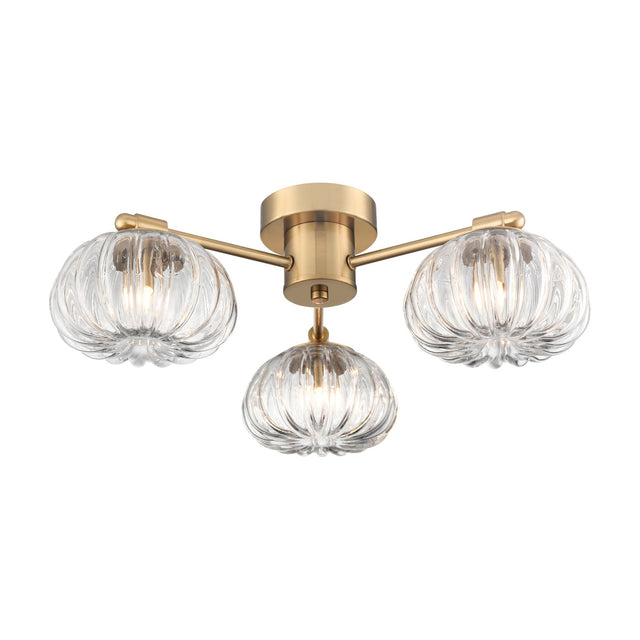 Harvest 3 light ceiling light in brass finish