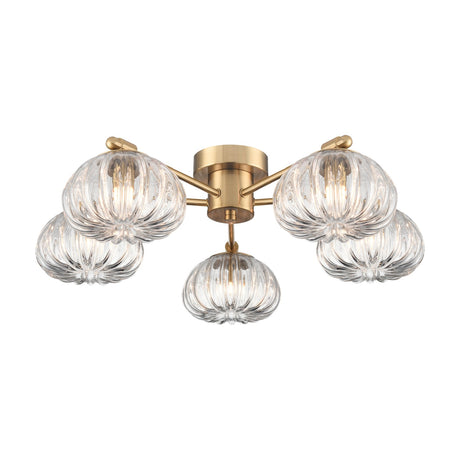 Harvest 5 light ceiling light in brass finish