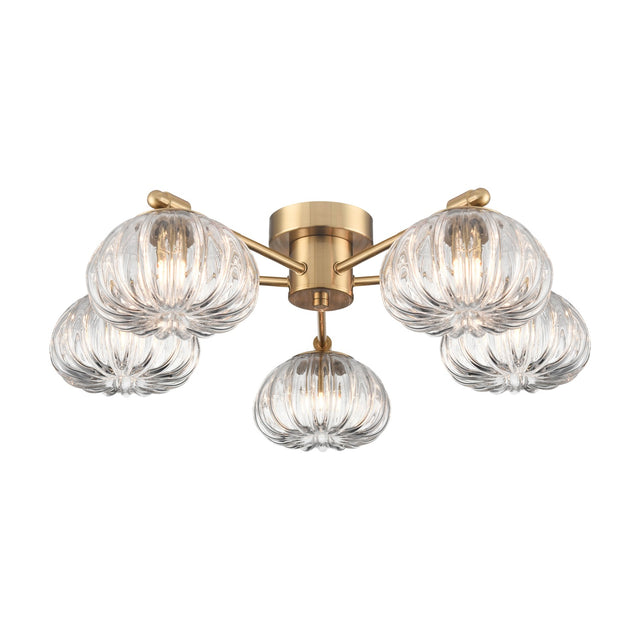 Harvest 5 light ceiling light in brass finish