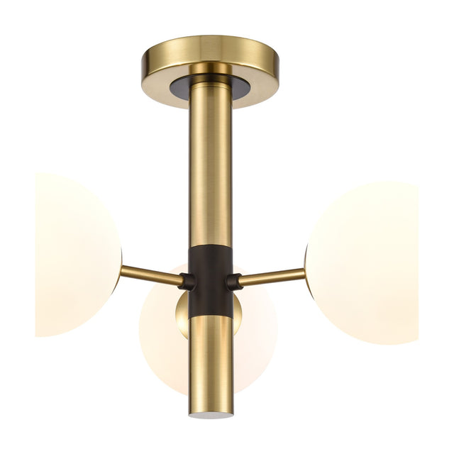 Axle 3 light ceiling light in black and brass finish