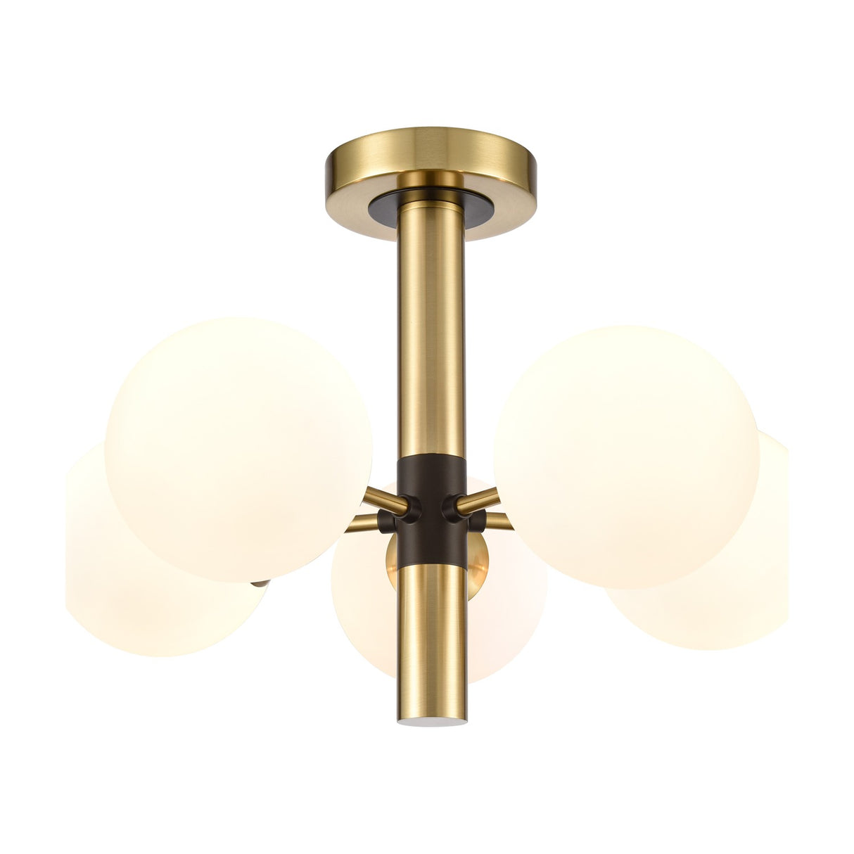 Axle 5 light ceiling light in black and brass finish