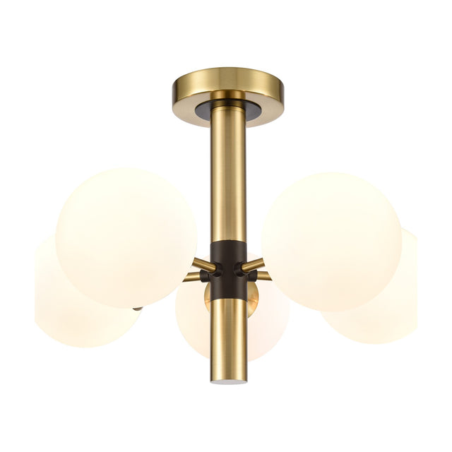 Axle 5 light ceiling light in black and brass finish