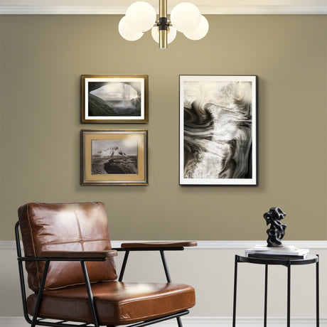 Axle 5 light ceiling light in black and brass finish, shown in a room setting