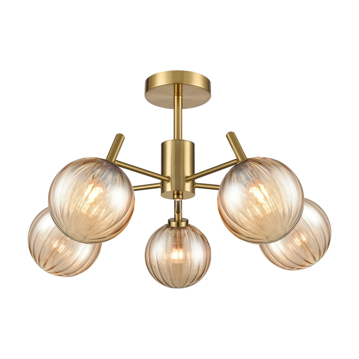 Quasar 5 light ceiling light in brass finish